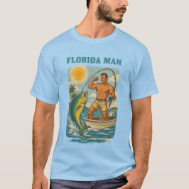 Florida Man -Coastal Fishing Boat- Retro Fisherman Tシャツ