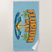 Florida Man Coastal Life | Blue Nautical Anchor ビーチタオル (正面)