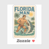 Florida Man Coastal Shark Wrestler - Retro Beach シール (シート)