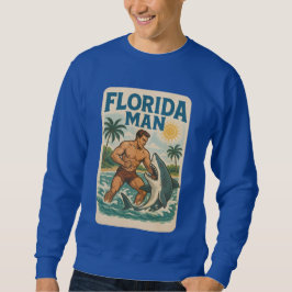 Florida Man Coastal Shark Wrestler - Retro Beach スウェットシャツ