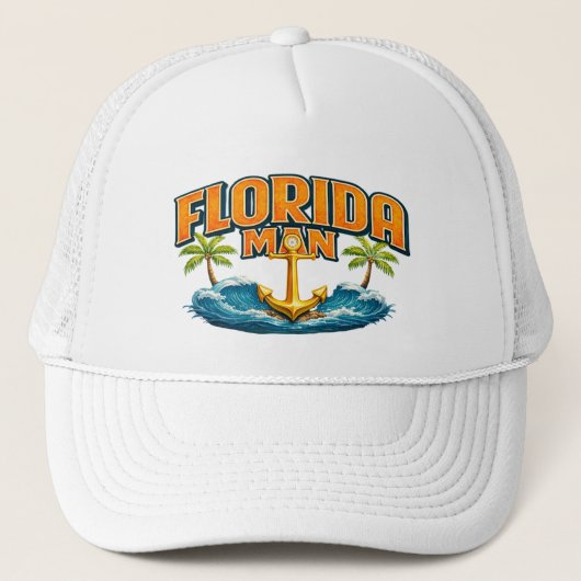 Florida Man | Funny Graphic Nautical Fishing Beach キャップ (正面)