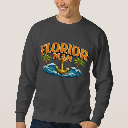 Florida Man | Graphic Print Nautical Anchor Beach スウェットシャツ (正面)