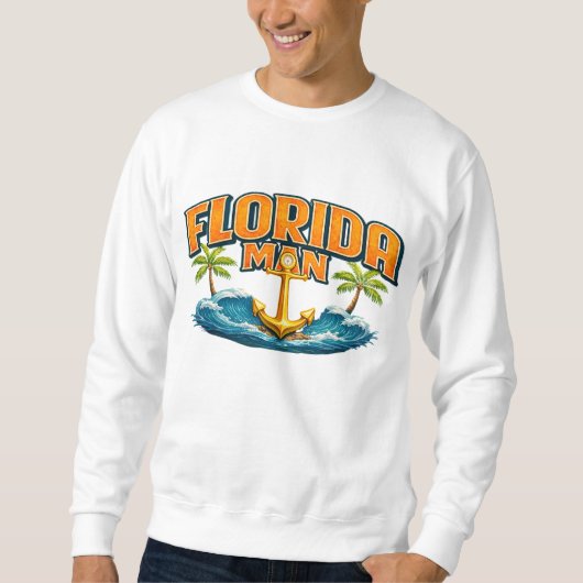 Florida Man | Graphic Print Nautical Anchor Beach スウェットシャツ (正面)