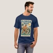 Florida Man Shark Wrestling | Retro Graphic Beach Tシャツ (正面フル)