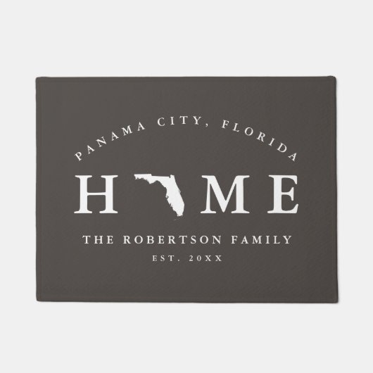 Florida Map Mat, Doormatの灰色と白の州 ドアマット (正面)