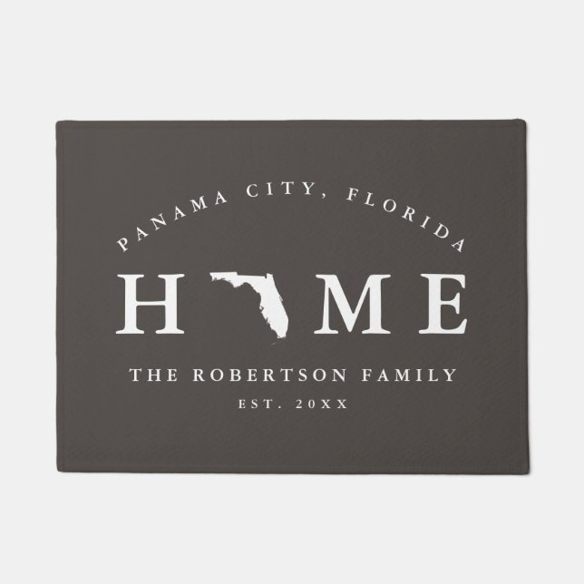 Florida Map Mat, Doormatの灰色と白の州 ドアマット (正面)