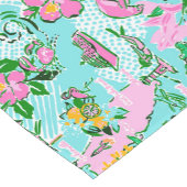 Florida Map Preppy Palm Beach Pattern Print ショートテーブルランナー (コーナー)