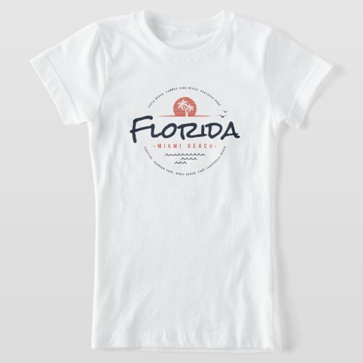 Florida Miami Beach Retro Sunset Palm Tropical Des Tシャツ (レイダウン)