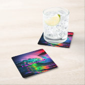 Florida – Neon Wave Vibes スクエアペーパーコースター (インサイチュ)
