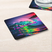 Florida – Neon Wave Vibes スクエアペーパーコースター (アングル)