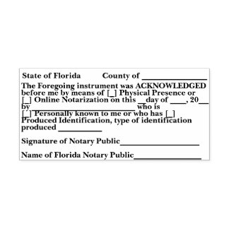 Florida Notary Acknowledgment Self Inking Stamp セルフインキングスタンプ