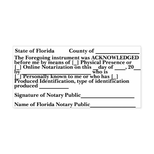 Florida Notary Acknowledgment Self Inking Stamp セルフインキングスタンプ (デザイン)