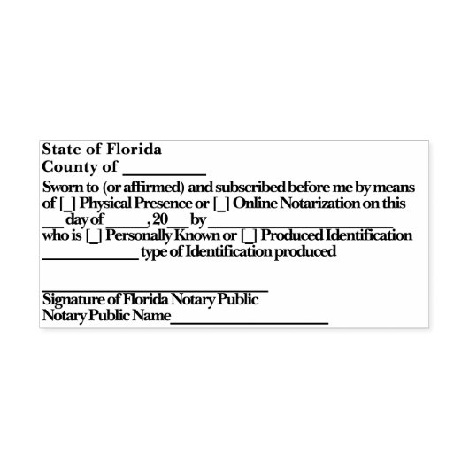 Florida Notary Jurat Self Inking Stamp セルフインキングスタンプ (デザイン)