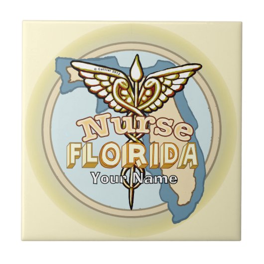 Florida Nurse Caduceus Tile タイル (正面)