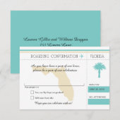 Florida Ocean Blue & Cream の搭乗券スタイルの出欠確認カード 出欠カード (正面/裏面)