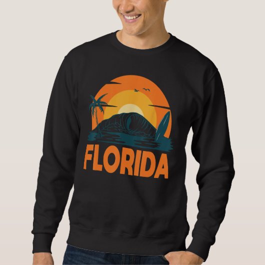 Florida Palm Tree Surf Surfing Beach Island Summer スウェットシャツ (正面)