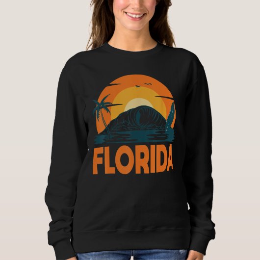 Florida Palm Tree Surf Surfing Beach Island Summer スウェットシャツ (正面)