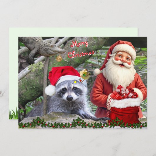 Florida Raccoon, Gator, and Santa Flat Card シーズンカード (正面/裏面)