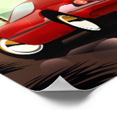 Florida red retro sports car ポスター (角)