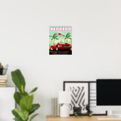 Florida red retro sports car ポスター (ホームオフィス)