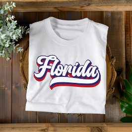 Florida Red WhiteおよびBlueヴィンテージスクリプトTシャツ Tシャツ