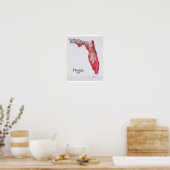 Florida Relief Map Red Texture ポスター (キッチン)