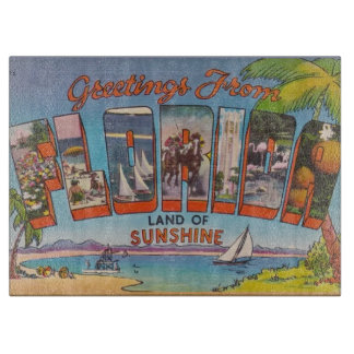 Florida  Retro Postcard カッティングボード