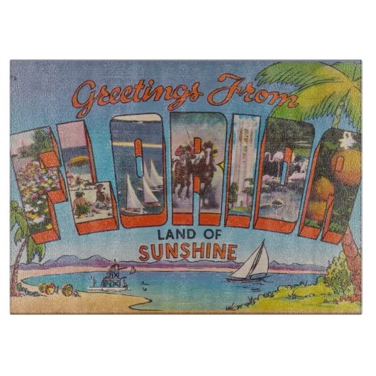 Florida  Retro Postcard カッティングボード (正面)