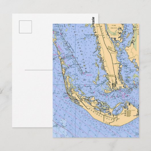 Florida - Sanibel Captiva Nautical Chart Postcard ポストカード (正面/裏面)
