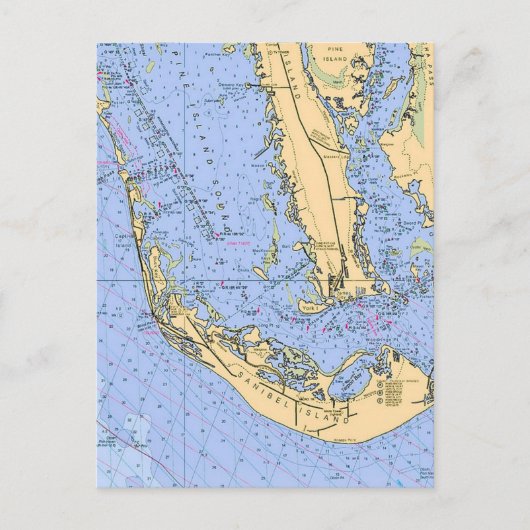  Florida - Sanibel Captiva Nautical Chart Postcard ポストカード (正面)