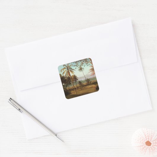 Florida Scene by Albert Bierstadt スクエアシール (封筒)