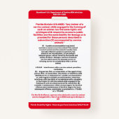 Florida SDiT (Service Dog In Training)情報バッジ バッジ (裏面)