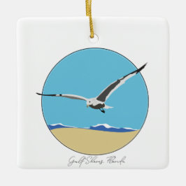 Florida Sea Gull over Florida Shoresビーチ セラミックオーナメント