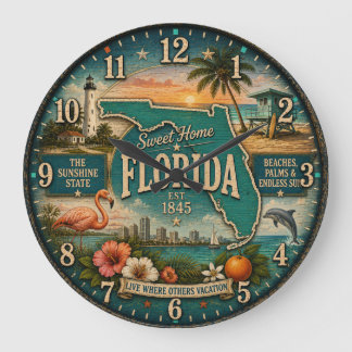 Florida State Heritage Flamingo Beaches ラージ壁時計
