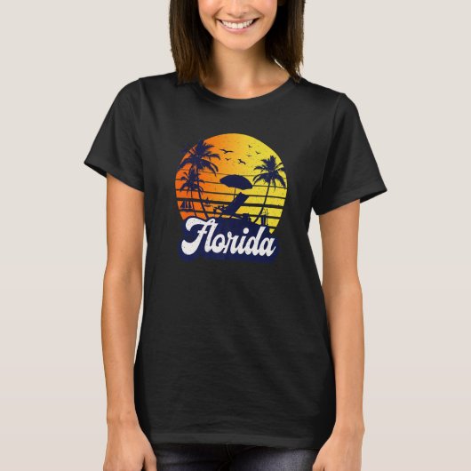 Florida Sunset Beach Retro Premium Tシャツ (正面)