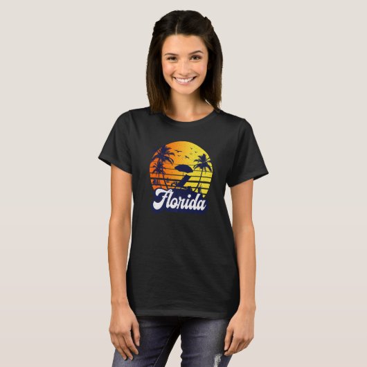 Florida Sunset Beach Retro Premium Tシャツ (正面フル)