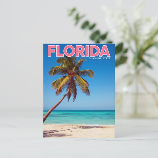 Florida Sunshine State Palm Tree Beach Tropical ポストカード (スタンド正面)