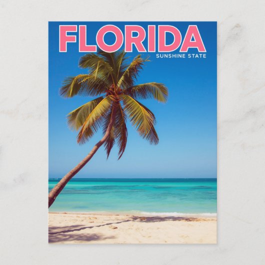 Florida Sunshine State Palm Tree Beach Tropical ポストカード (正面)