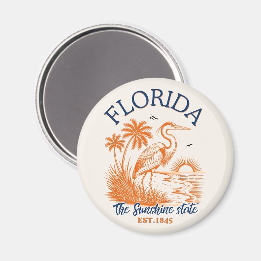 Florida The Sunshine State – Beach & Palms Design マグネット (正面/裏面)