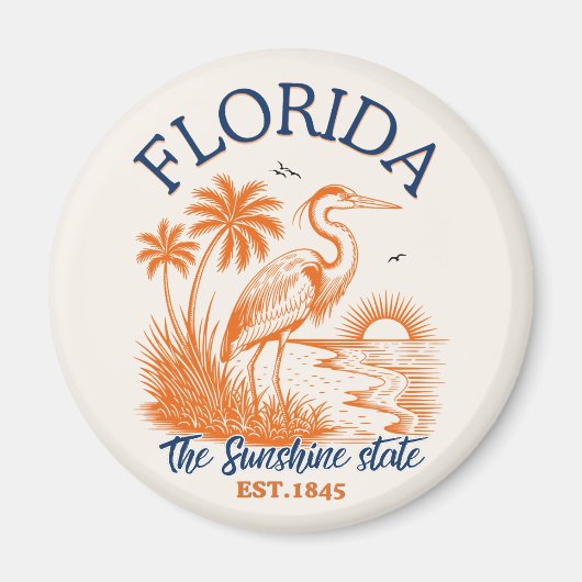 Florida The Sunshine State – Beach & Palms Design マグネット (正面)
