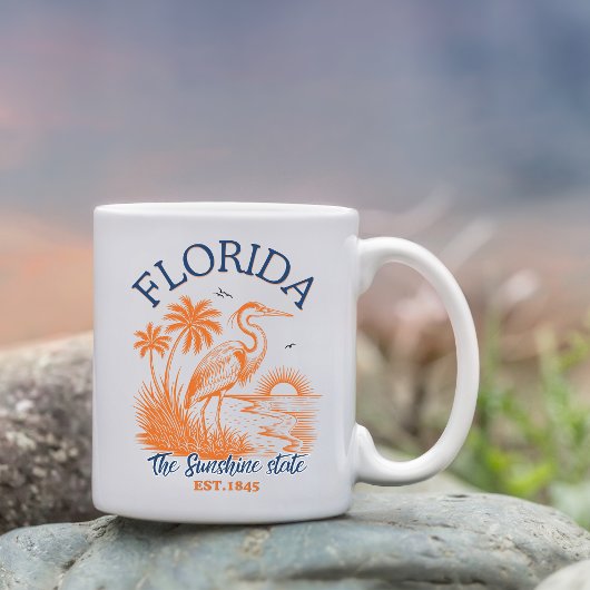 Florida The Sunshine State with Heron & Palm Tree コーヒーマグカップ