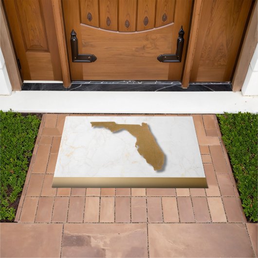 Florida Theme Elegant Modern Chic Gold & Marble   ドアマット (室外)