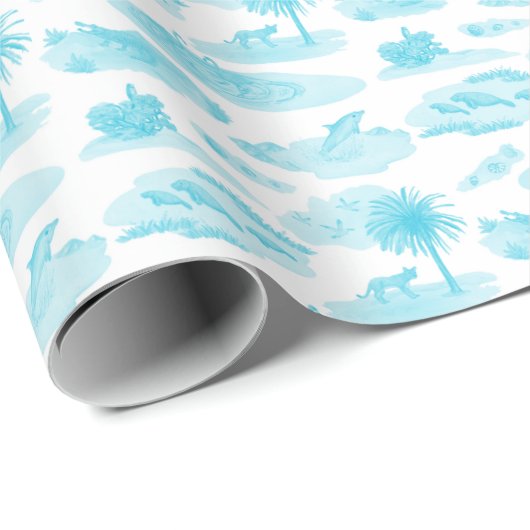 Florida Toile (Turquoise) Wrapping Paper ラッピングペーパー (ロールコーナー)