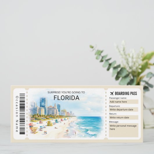 Florida Trip Boarding Pass Ticket 招待状 (スタンド正面)