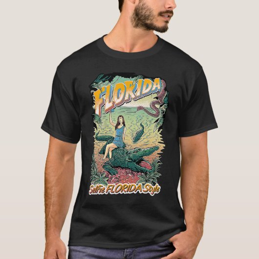 Florida Vacation Selfie Travel Design! Alligator S Tシャツ (正面)