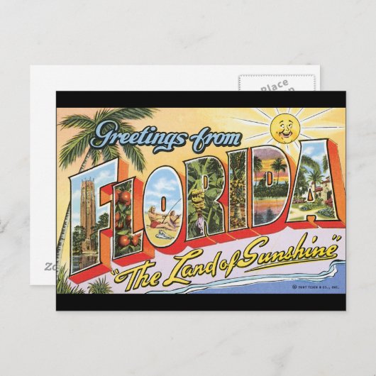Florida_Vintage旅行ポスターからの挨拶 ポストカード (正面/裏面)