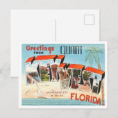 Florida Vintage Travel鍵ウェストからの挨拶 ポストカード (正面/裏面)