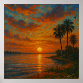 Floridian Sunset Landscape ポスター