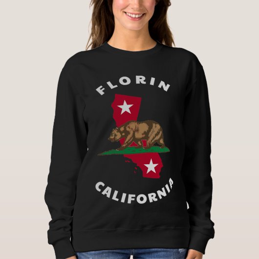 Florin California CA Flag and Bear Badge Souvenir スウェットシャツ (正面)
