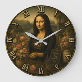 Florist Funny Mona Lisa Flower Shop Gift ラージ壁時計